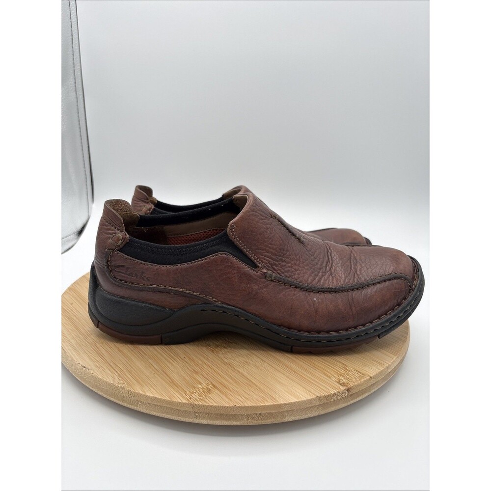 Clarks Pickett Mens 8M Brown Leather Casual Slip On Shoes 36596